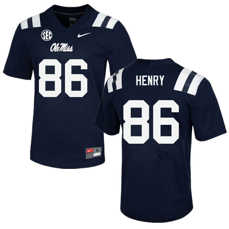 Men #86 JJ Henry Ole Miss Rebels College Football Jerseys Sale-Navy